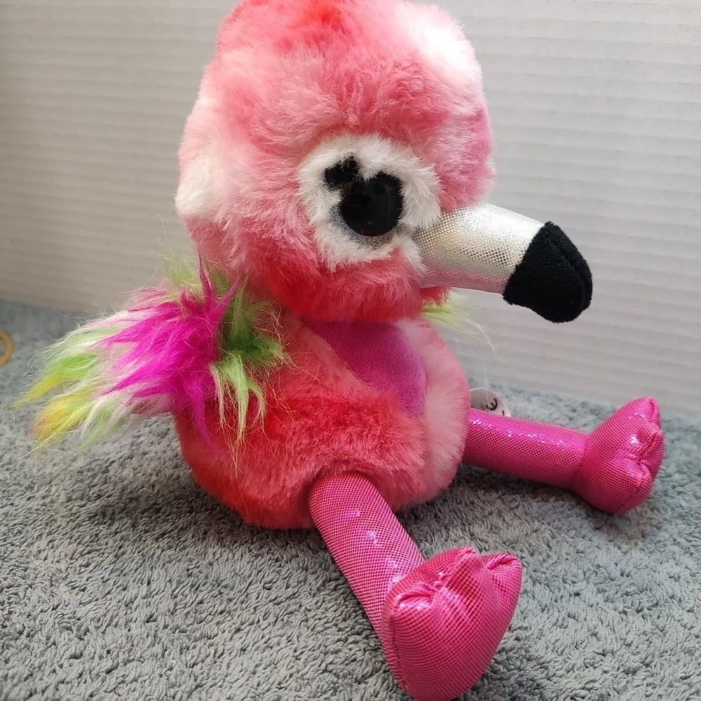 Pink Flamingo Chirping Plush‎ Toy Big Eyes Shiny Beak Feet